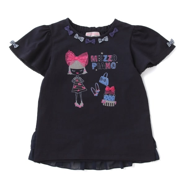 バッグリボンプリントTシャツ 3色展開 大きいサイズあり OMUselect