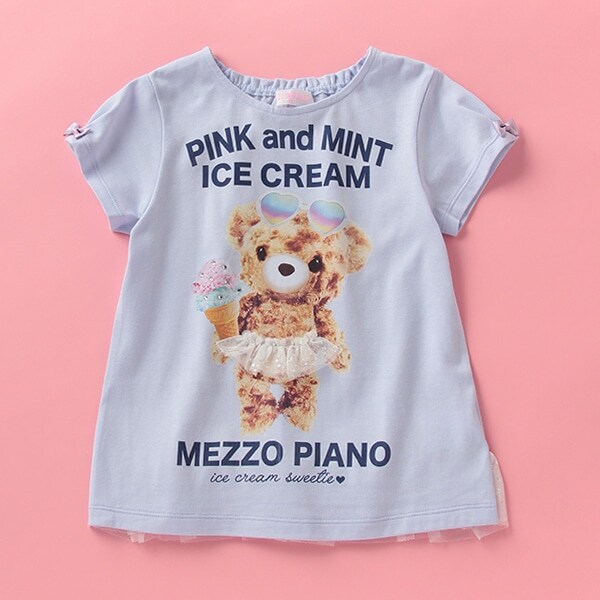 アイスクマさんプリントTシャツ(90 サックス): キッズ