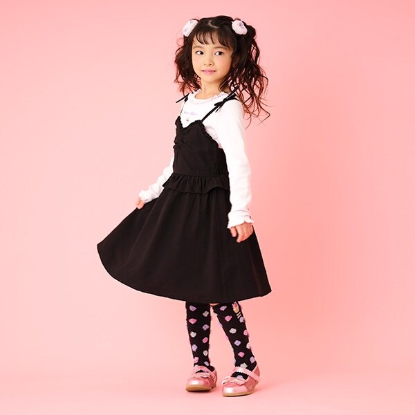メゾピアノ 90.100.110 サイズ 23枚セット フリルワンピース×チェリーTシャツセット(110 黒): キッズ