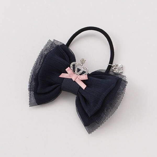 Narumiya Online ナルミヤ オンラインの公式通販サイト王冠つきチュールリボンヘアポニー F 紺 キッズ