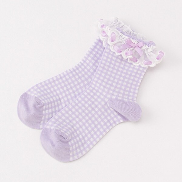 Narumiya Online ナルミヤ オンラインの公式通販サイト トドラーサイズ ギンガムレースクルーソックス 16 18 赤 キッズ