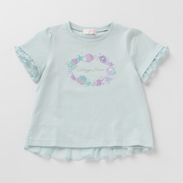 袖フリルシェルサークルTシャツ