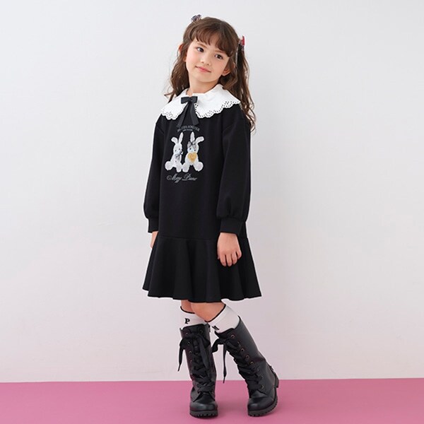 キッズ服女の子用(90cm~)【新品】メゾピアノ130ワンピースうさぎ