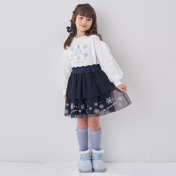 雪の結晶刺しゅう チュールスカート(100cm 紺): キッズ ナルミヤ オンライン公式サイト