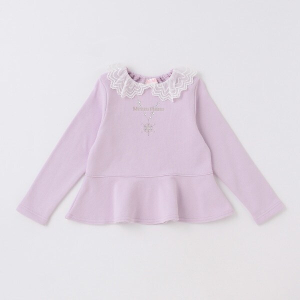 雪の結晶ネックレス刺しゅう　トレーナー