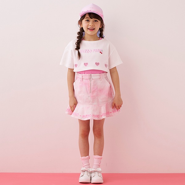 裾ロゴペプラムスカート(110cm ピンク): キッズ - ナルミヤ オンライン