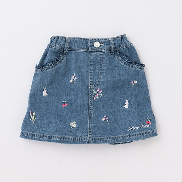 メゾピアノ クロップドTシャツセット ロゴプリントデニム 裾フリルスカート ☆ロゴプリントデニム 裾フリルスカート（その他） | mezzo