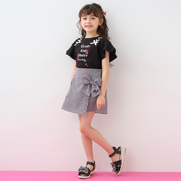ギンガムリボン ラップキュロットスカート(110cm 黒): キッズ ナルミヤ オンライン公式サイト