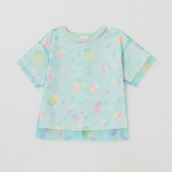 アイシーソーダポップ柄　チュール半袖Tシャツ
