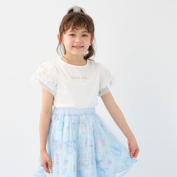 シェル刺しゅう　チュール半袖Tシャツ