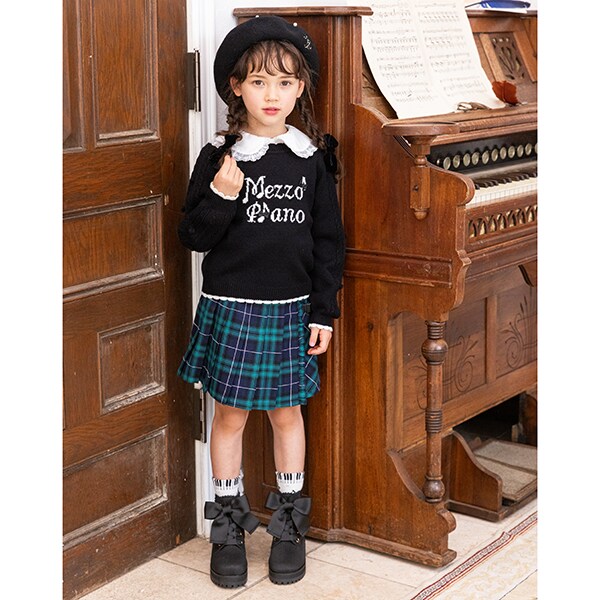 タータンチェックプリーツ ラップキュロットスカート(110cm 紺): キッズ ナルミヤ オンライン公式サイト