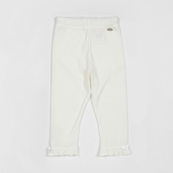 接触冷感　裾フリル7分丈　テレコレギンス