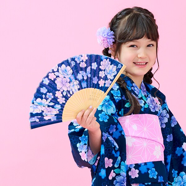 桜柄・シェル柄　扇子　袋つき