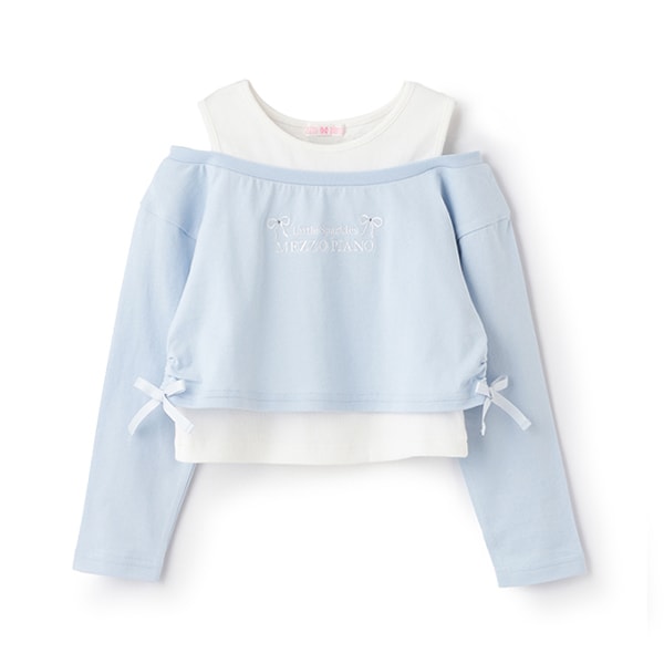 爆買い 黒): 長袖Tシャツ(110cm レイヤード風短丈 キッズ ナルミヤ - トップス