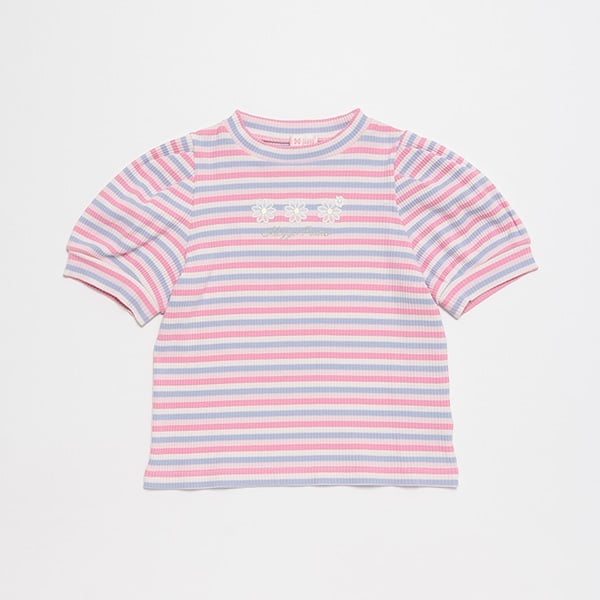 【人気商品再入荷】【直営店で取り扱い無し】マルチボーダーパフスリーブTシャツ