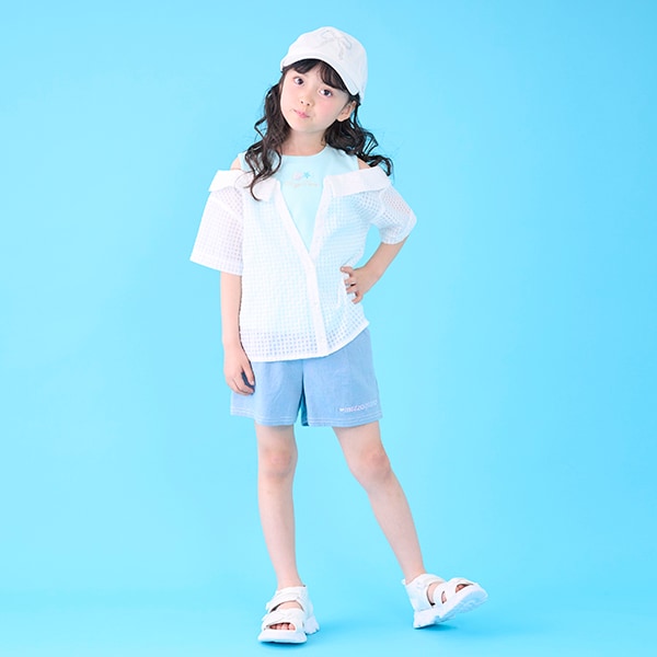 クラデーション・デニム　フロントZIPショートパンツ