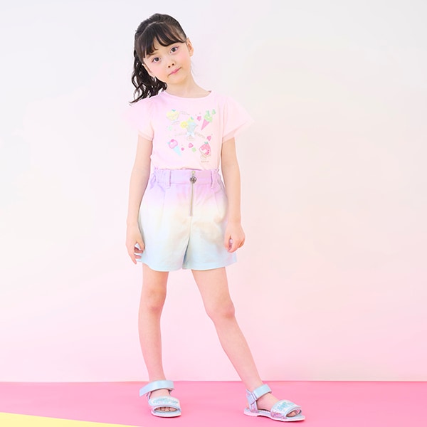 クラデーション・デニム　フロントZIPショートパンツ
