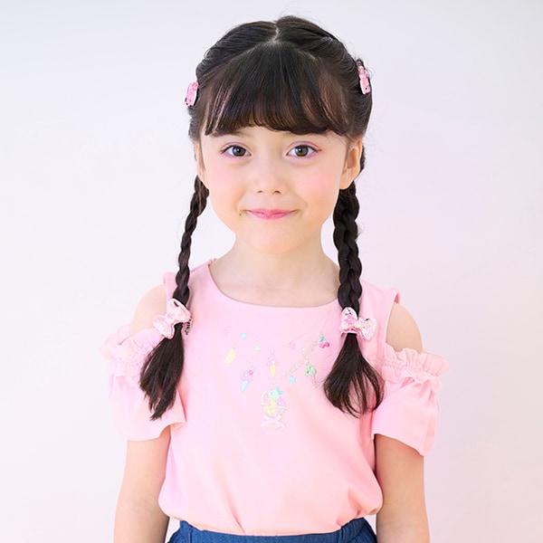 喜ばれる誕生日プレゼント ネックレス刺しゅう 肩開き2way半袖Tシャツ(100cm ライト アイドル