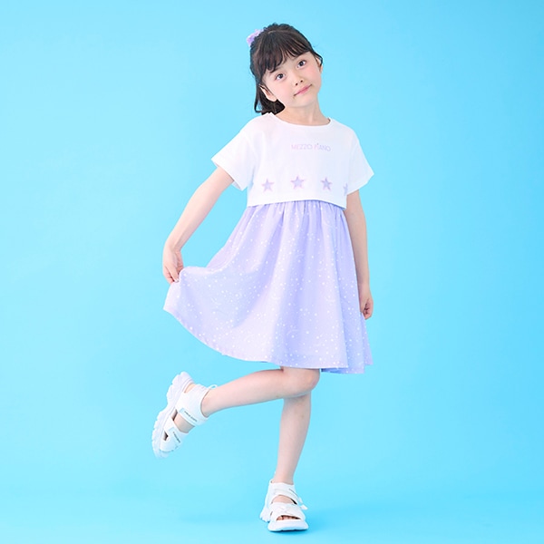 星柄・ギンガム キャミワンピース＆Tシャツセット(110cm