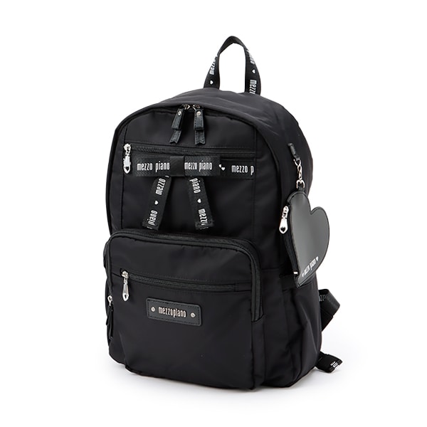 【新品未使用】mezzo piano ロゴリボンリュック 約21L ハートポーチつきロゴリボンリュック(F ライト ピンク