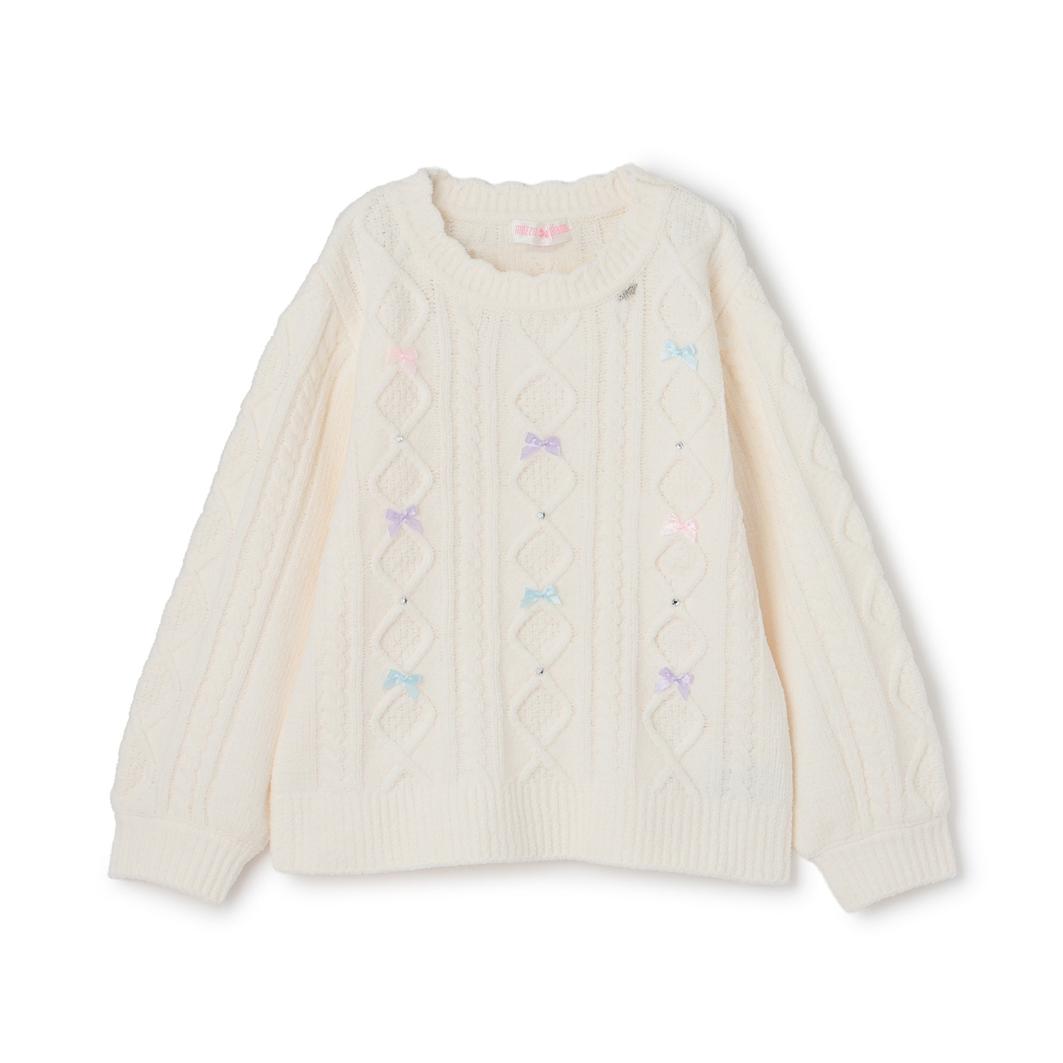 ケーブルリボン モールニット プルオーバー