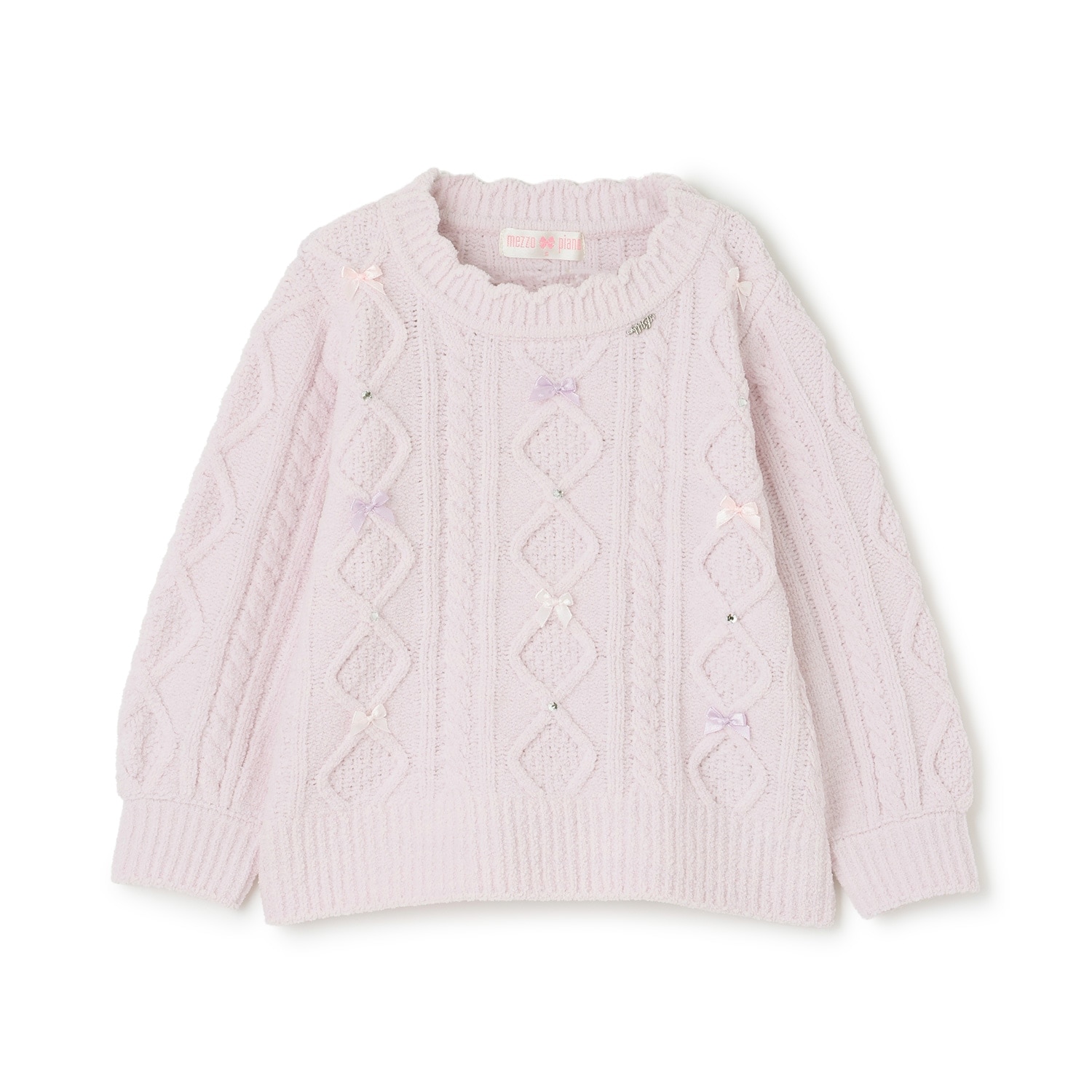 ケーブルリボン モールニット プルオーバー