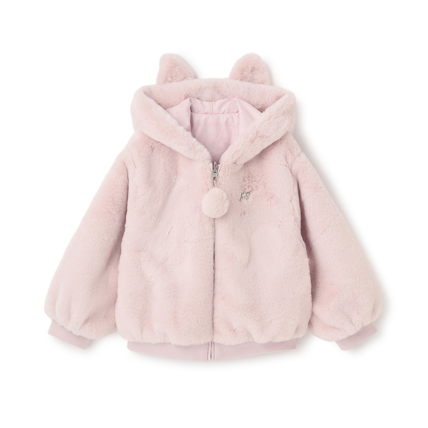 リバーシブル フェイクファーブルゾン(90cm ピンク): キッズ