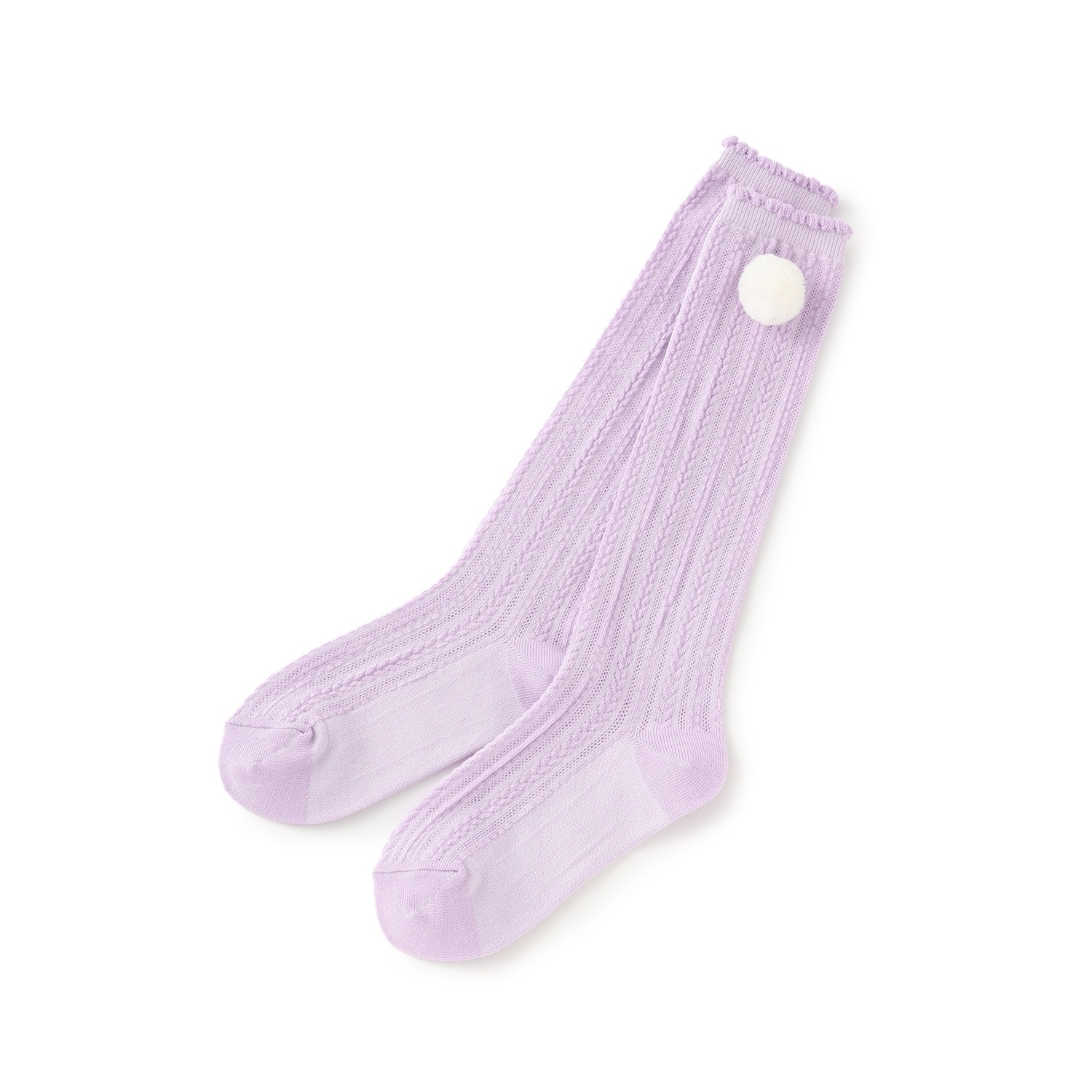 ボン天つき　ケーブルハイソックス