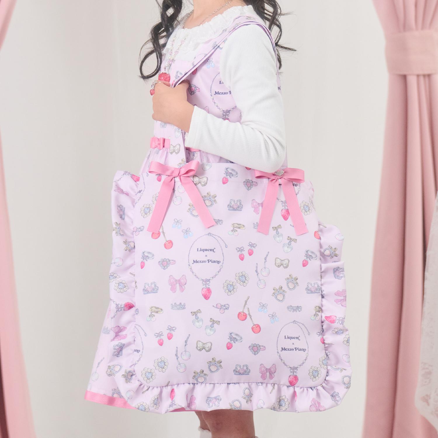 【リキュエム】柄　フリルトートバッグ