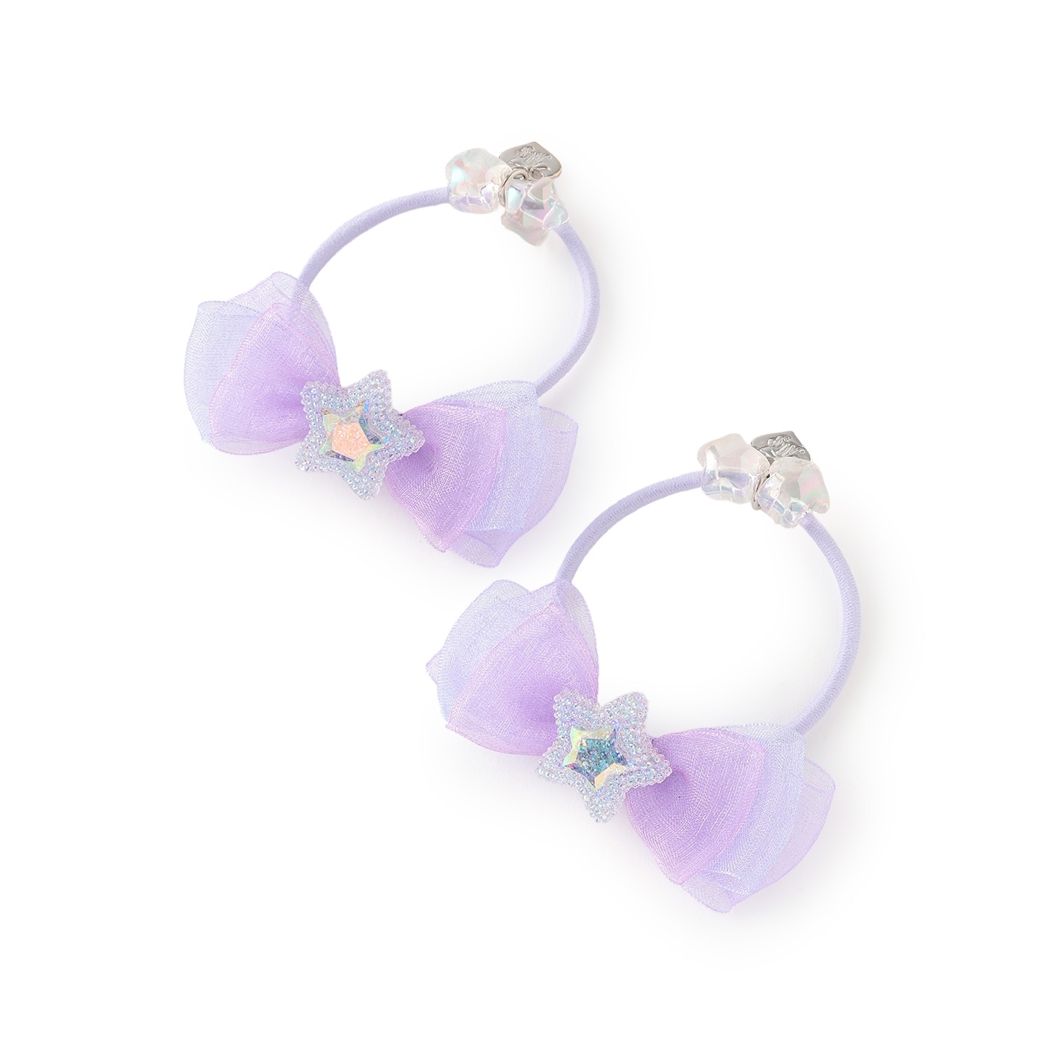 星つきリボン　ヘアポニー2個セット