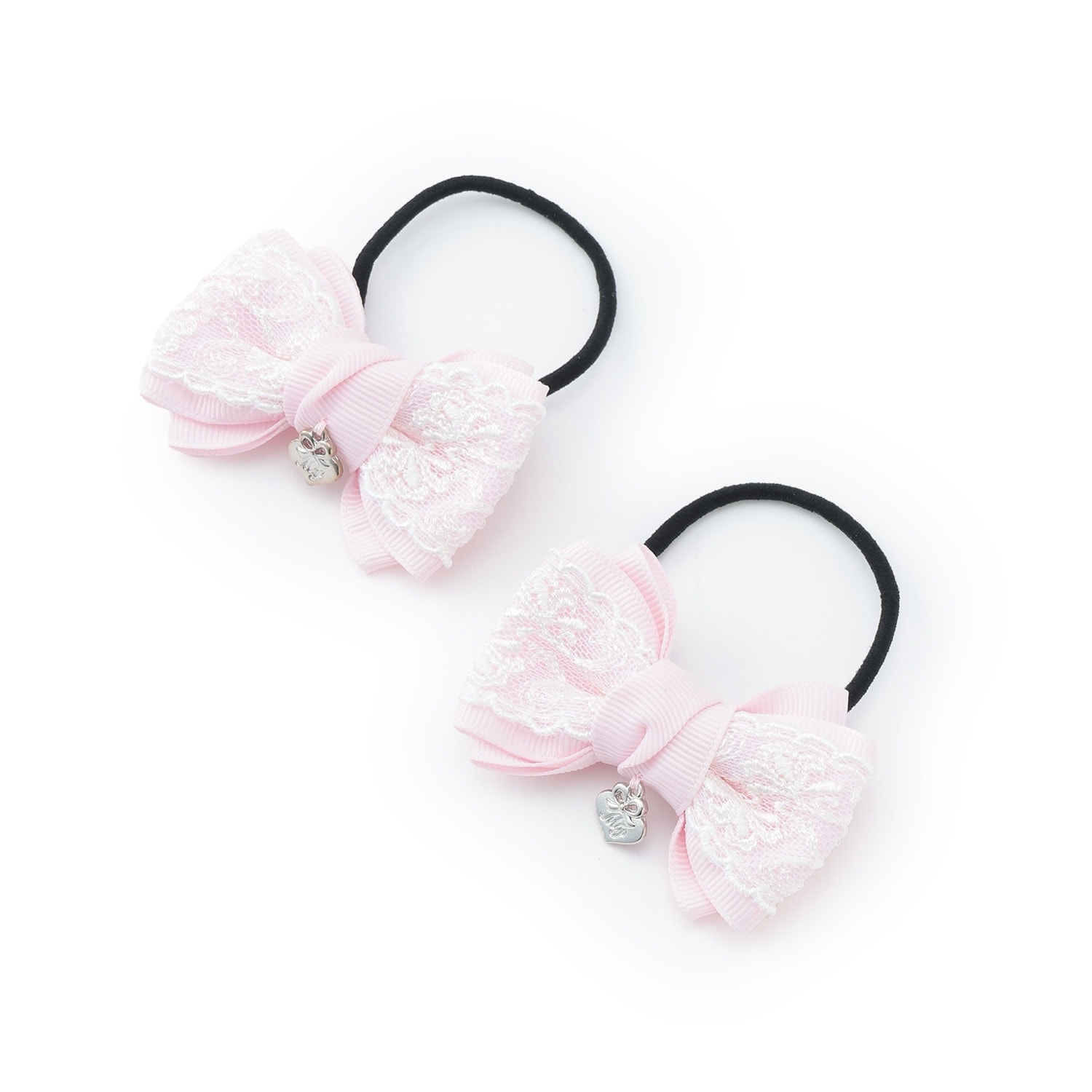 リボンレース　ヘアポニー2個セット