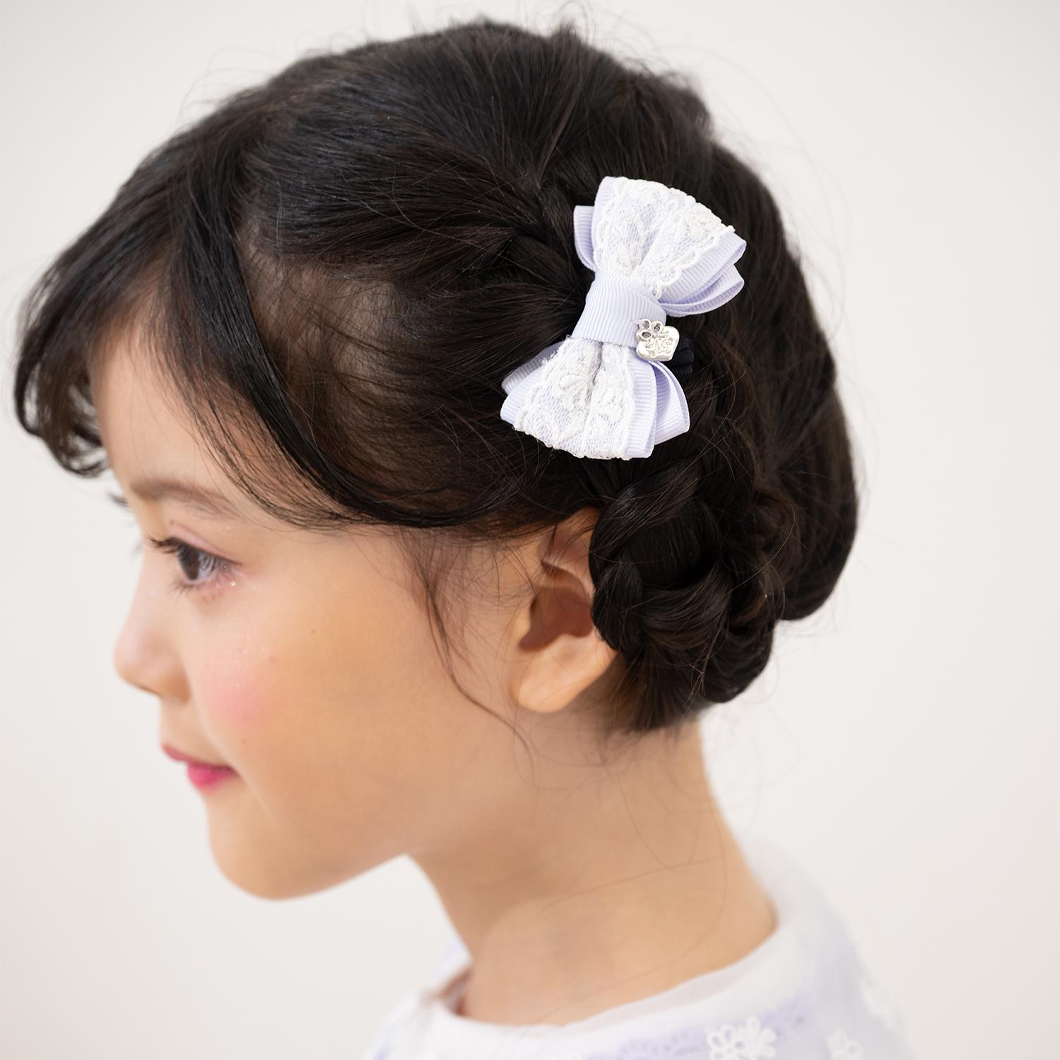 リボンレース　ヘアポニー2個セット