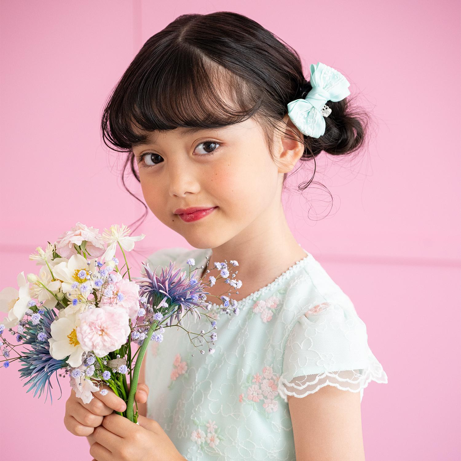 リボンレース　ヘアポニー2個セット