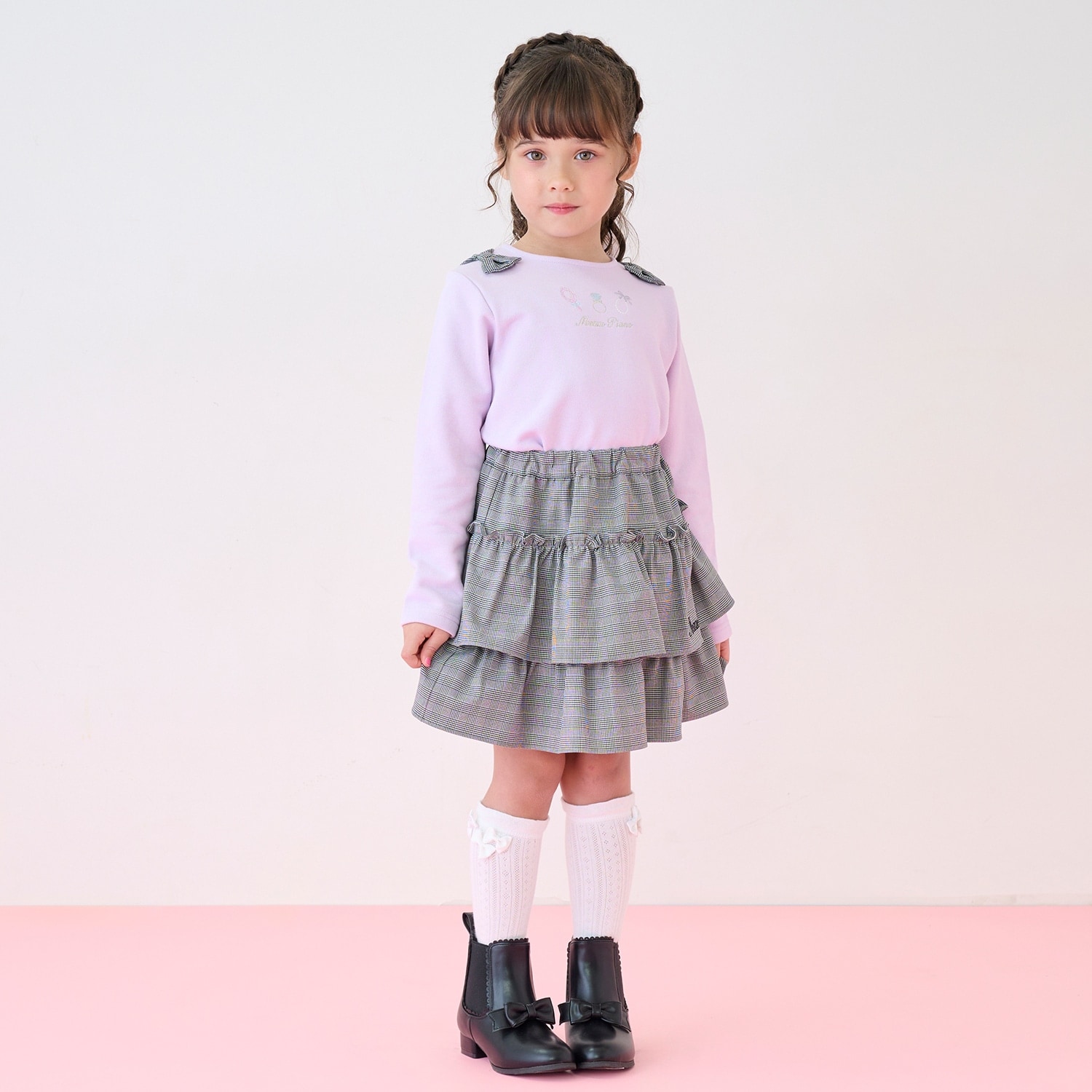 チェック 段フリルスカート