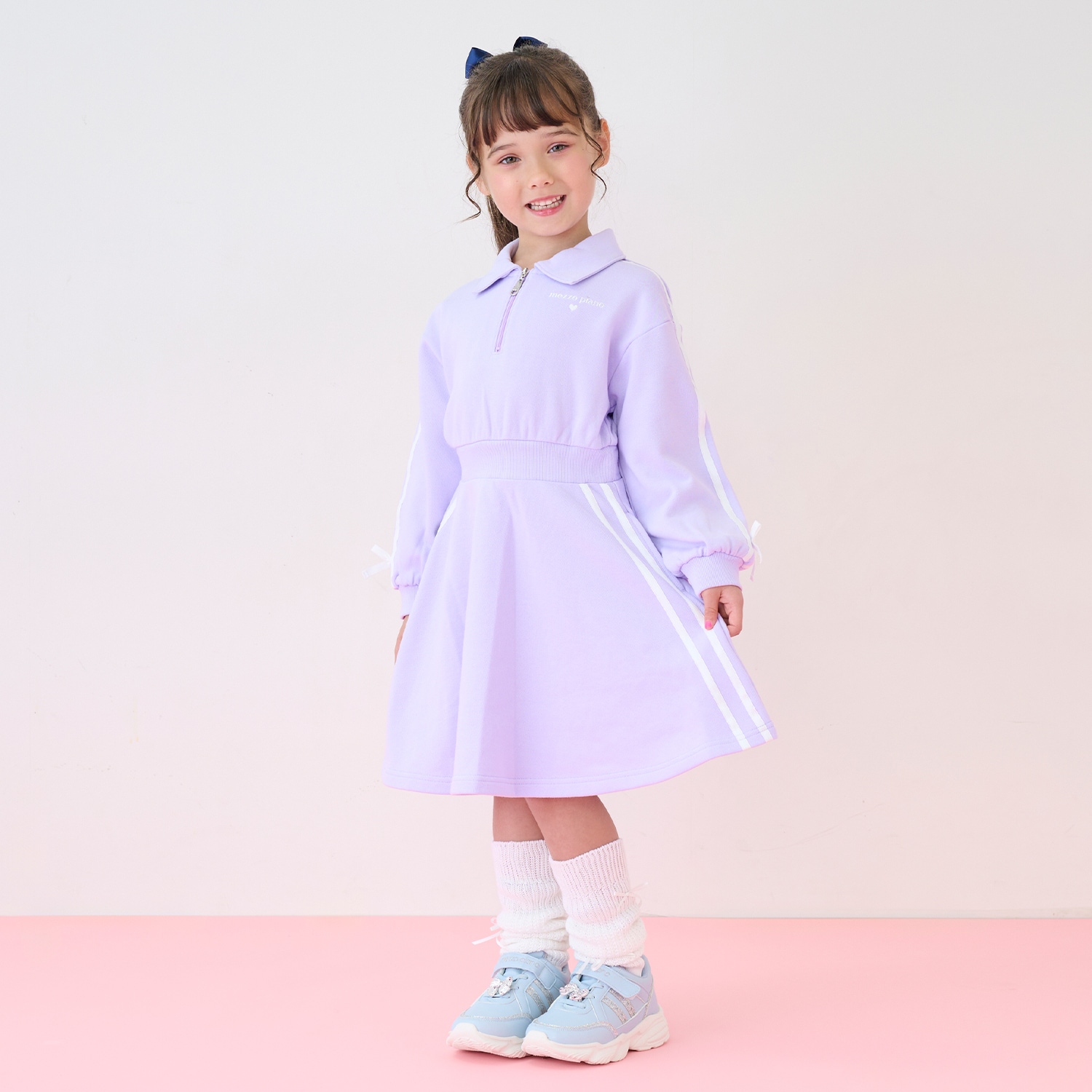 ハーフZIP　ラインワンピース