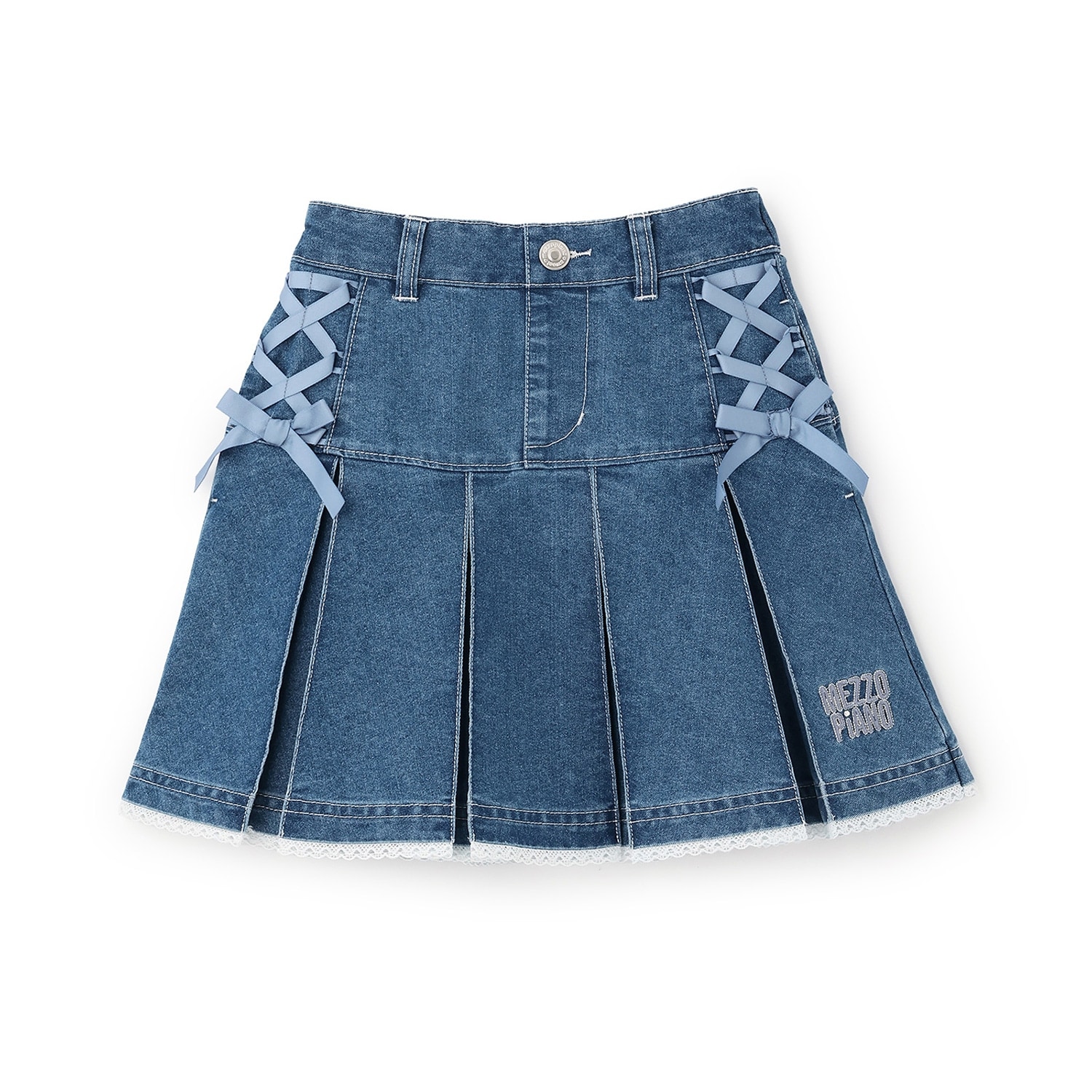 レースアップリボン タックプリーツスカート