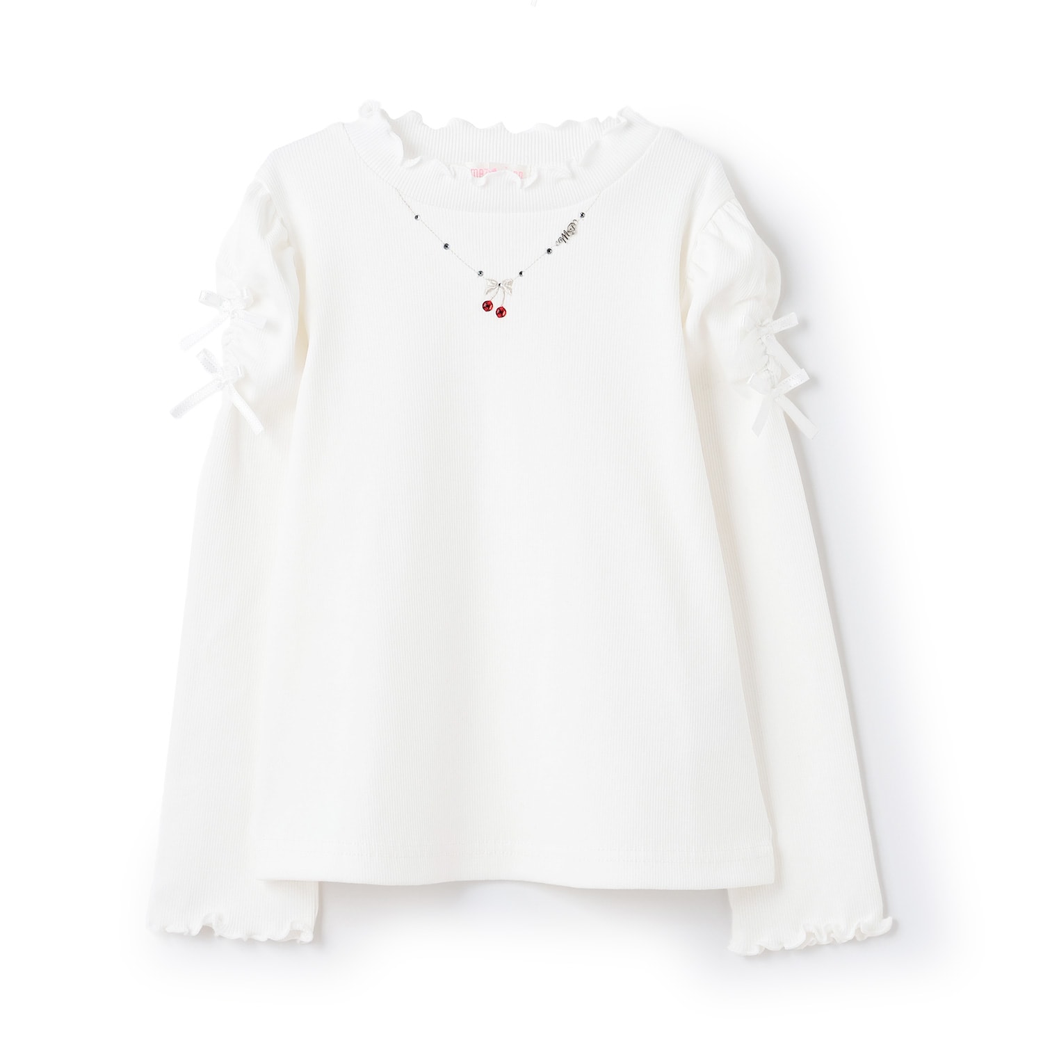 ネックレス刺しゅう プチハイネック 長袖Tシャツ