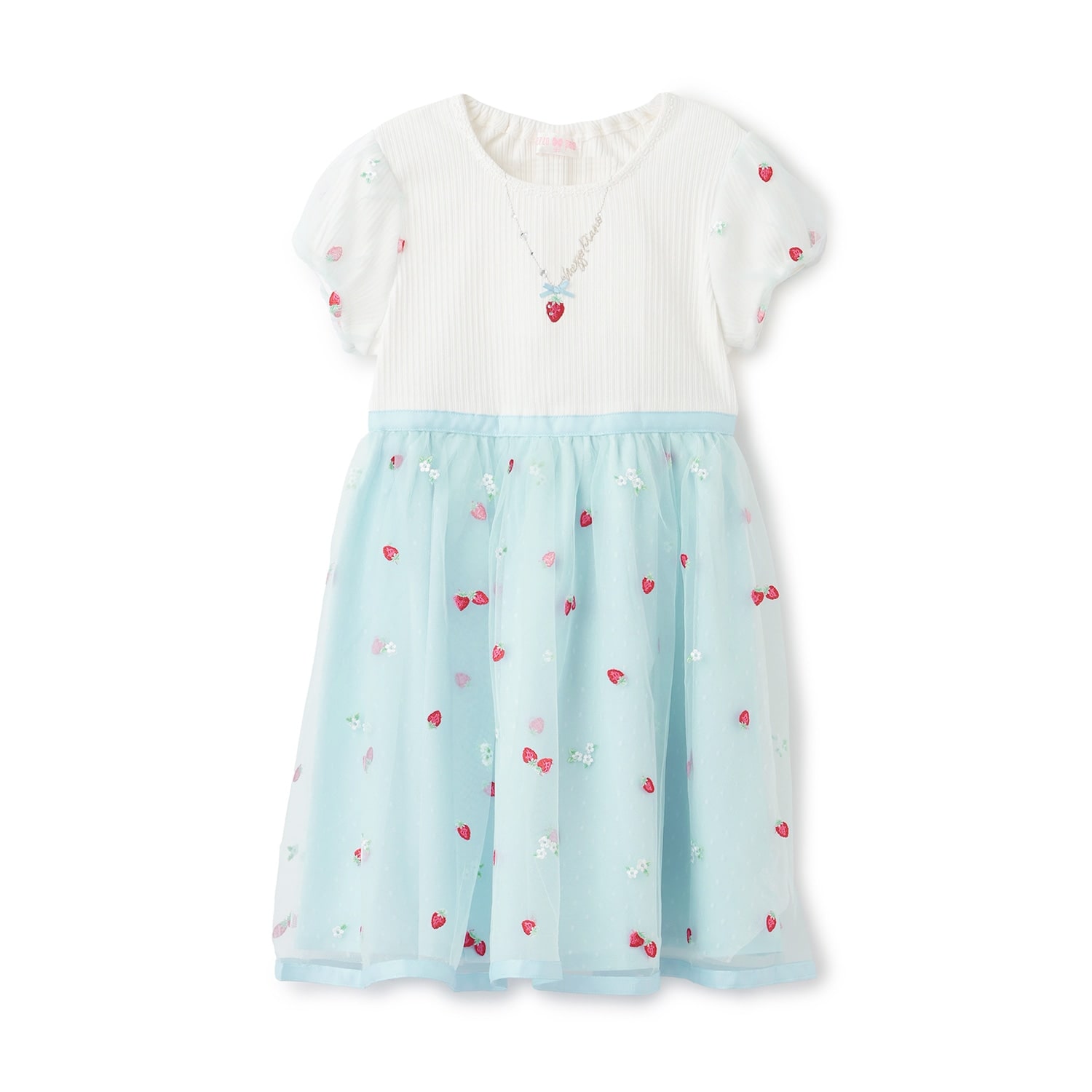 イチゴ刺しゅうチュール ドッキングワンピース