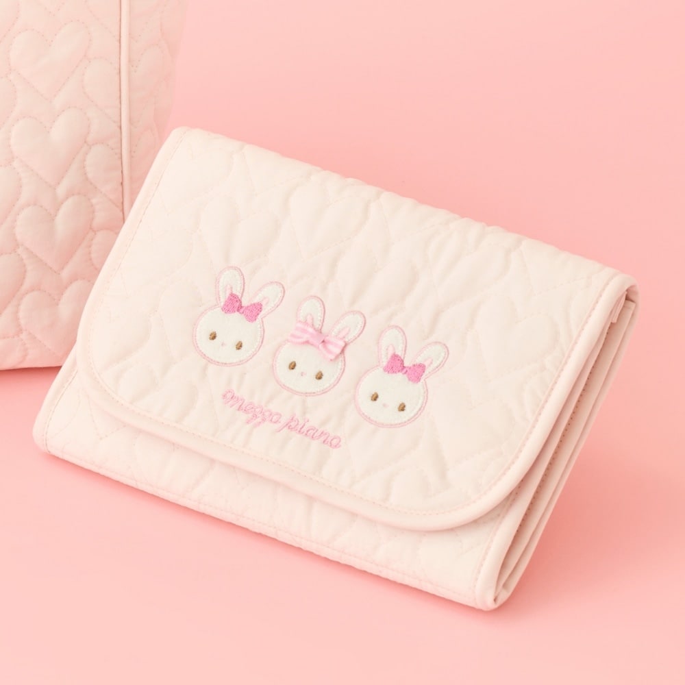 メゾピアノママ】ウサギアップリケ母子手帳マルチケース(F ライト