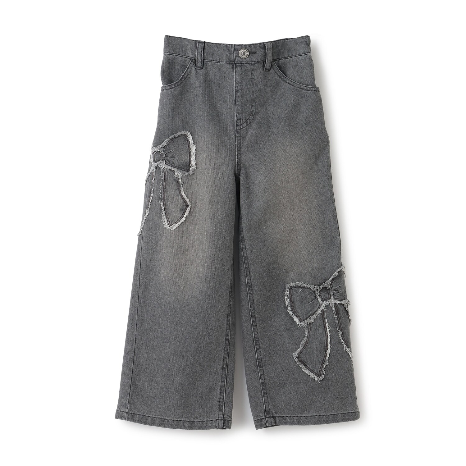 リボンアップリケ　デニムパンツ