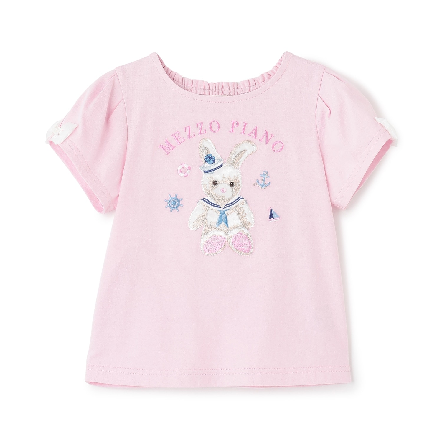 ウサギ・ネコ　マリン半袖Tシャツ