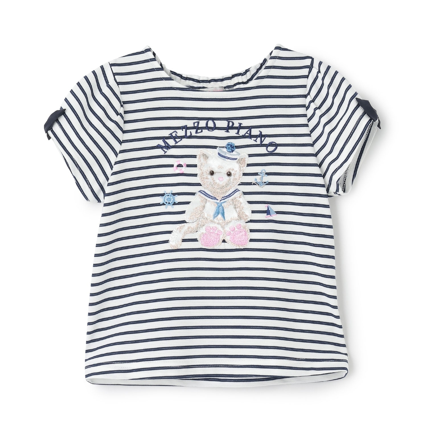 ウサギ・ネコ　マリン半袖Tシャツ