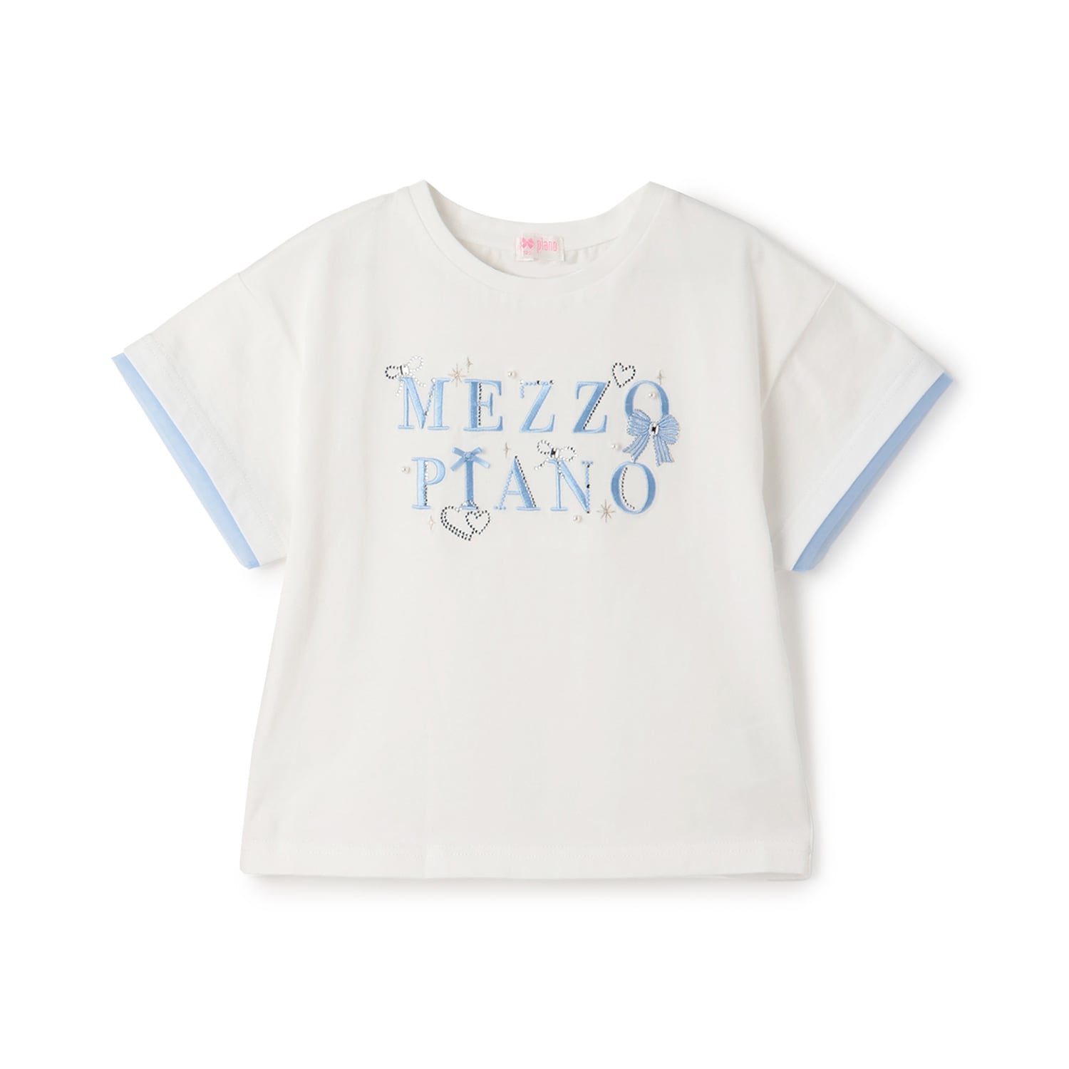 キラキラリボン　ロゴ刺しゅう　半袖Tシャツ