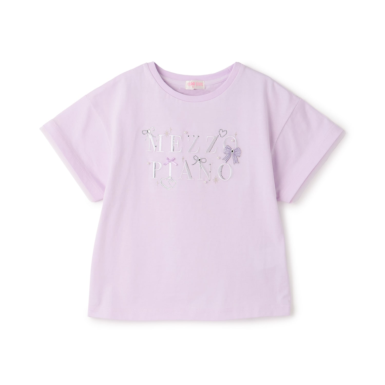 キラキラリボン　ロゴ刺しゅう　半袖Tシャツ