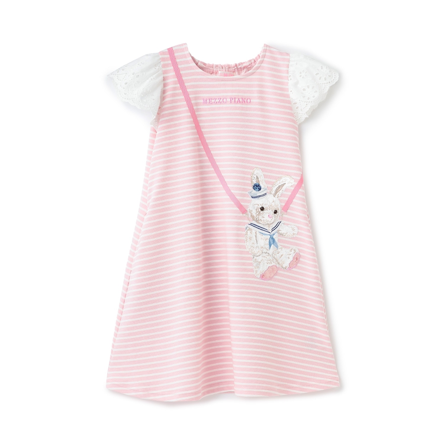 リップルボーダー　ポシェット風ワンピース