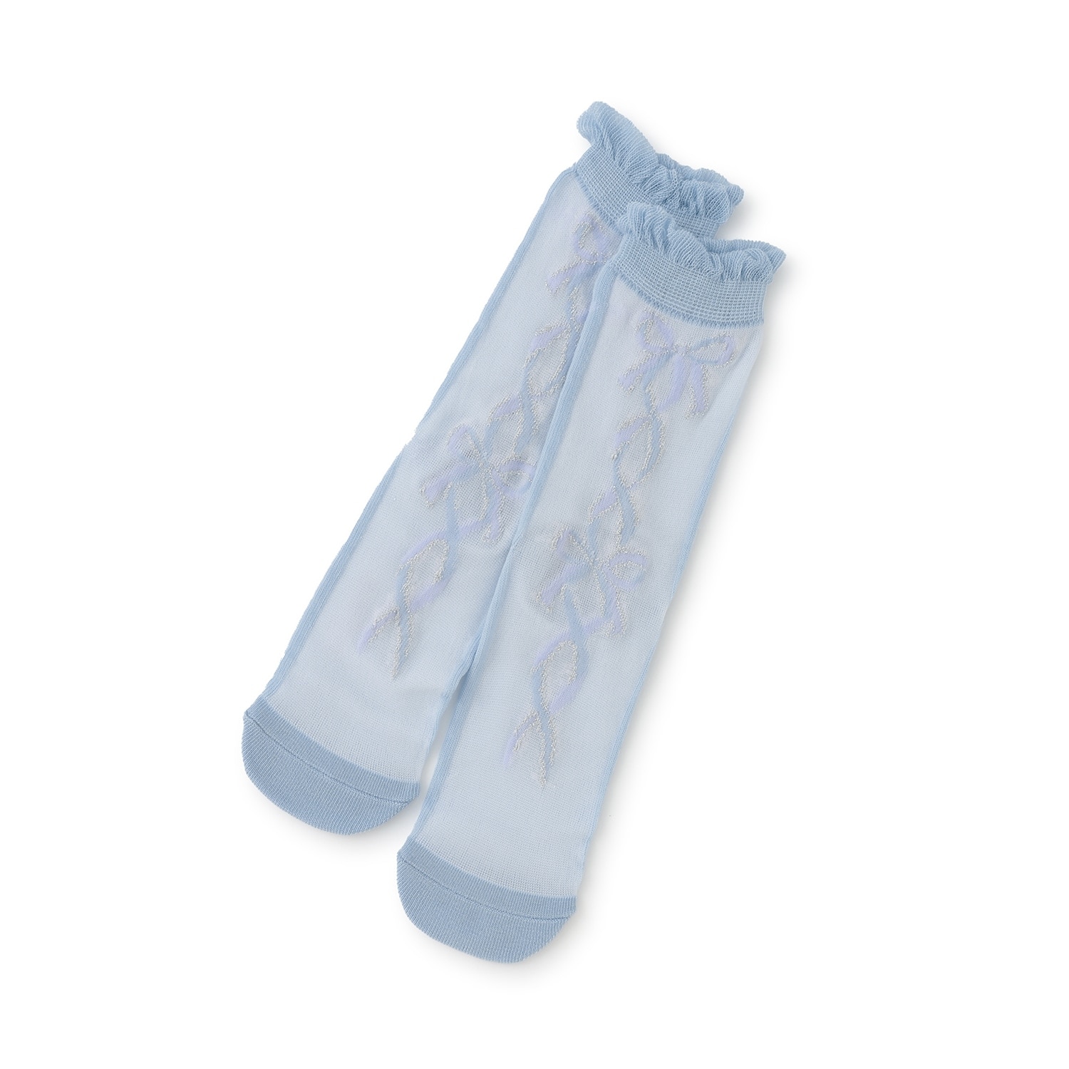 レースアップリボン　透かし柄ソックス