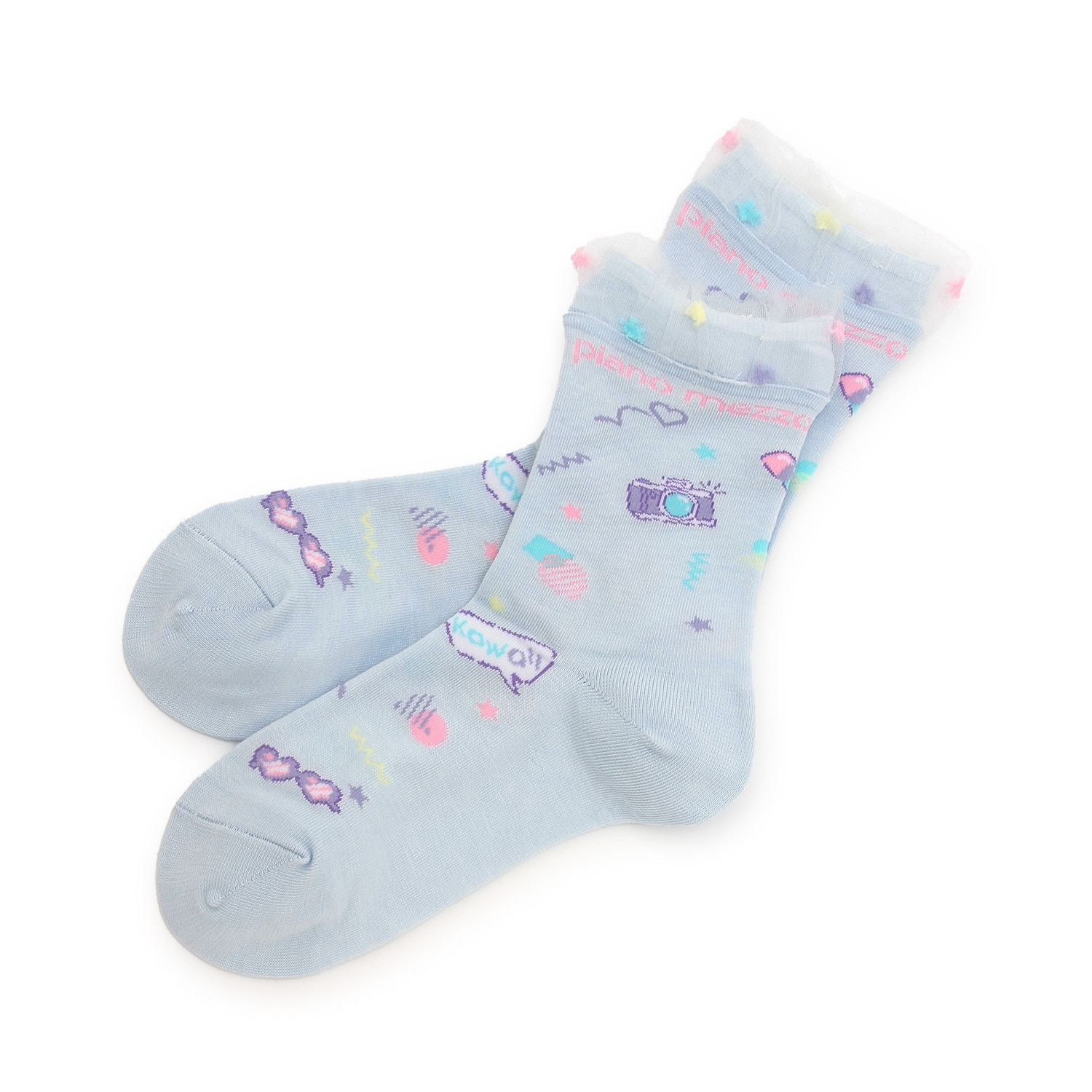 ファンシーポップ柄　クルーソックス【日本製】