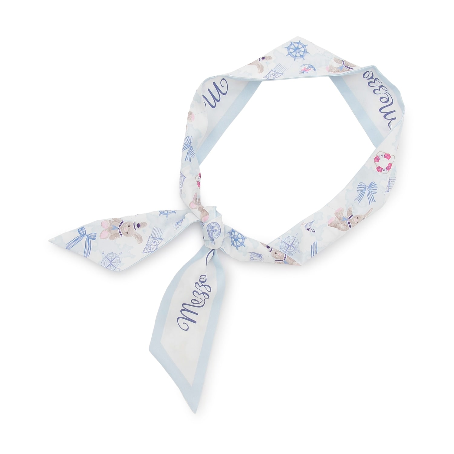 ウサギ・ネコ　航海柄　スカーフリボン