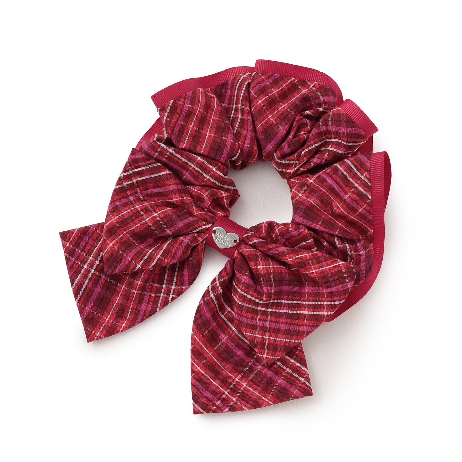 チェック　リボンシュシュ