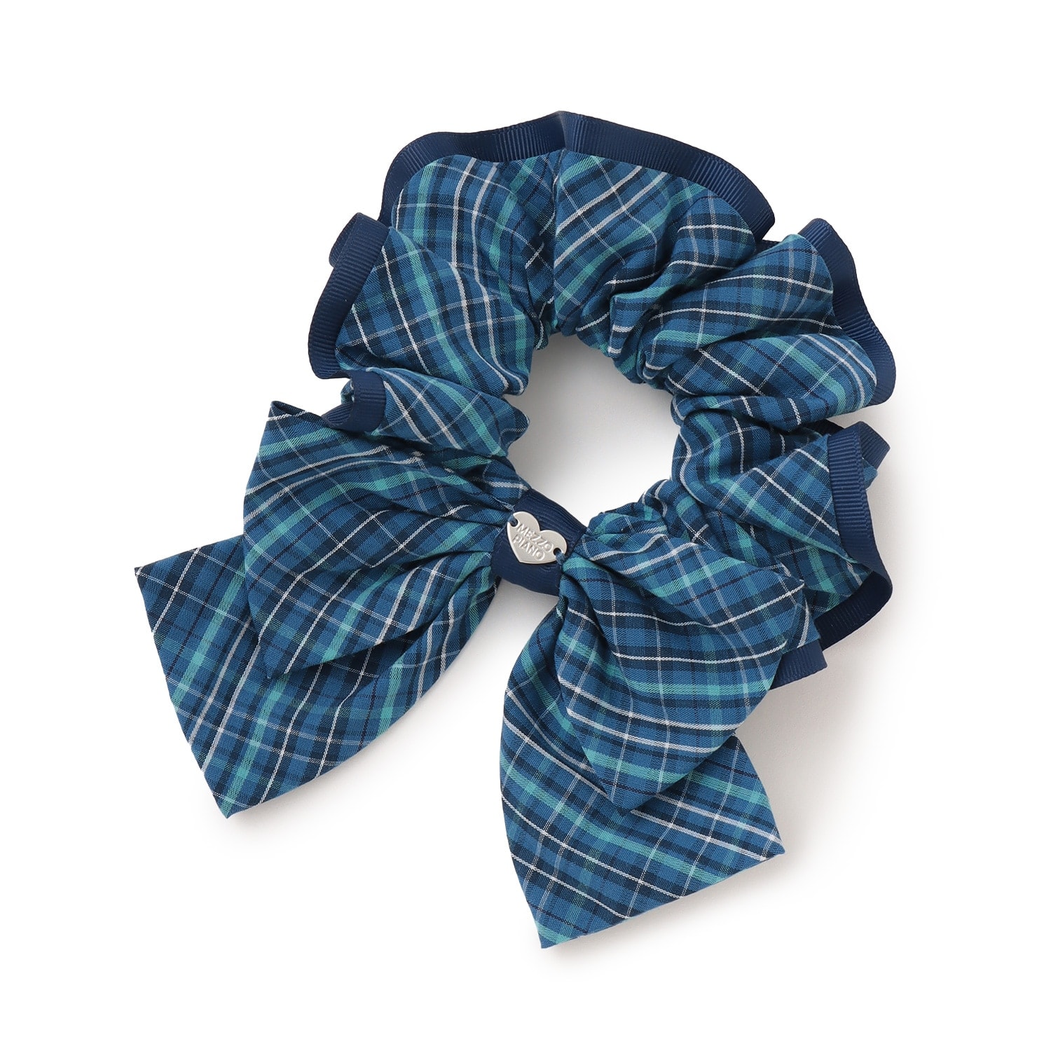 チェック　リボンシュシュ